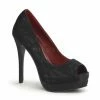 Discontinued PINUP COUTURE Bella-16 Black Satin Lace Formal Dress Pumps Heels