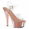 PLEASER Kiss-208 Rose Gold Chrome Stripper Pole Dancer Club Ankle Strap 6" Heels