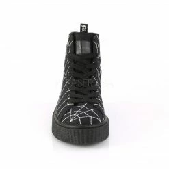 Mens/Unisex DEMONIA Sneeker-250 Men's Mens Unisex Goth Spider Web High Top Creeper Sneakers