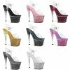 PLEASER Sky-308G-T Glitter Inserts Dancer Club Straps Tinted Platforms 7" Heels