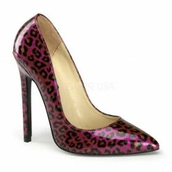 Discontinued PLEASER Sexy-20 Pointy Toe Pearlized Cheetah Work Dress Pumps Heels