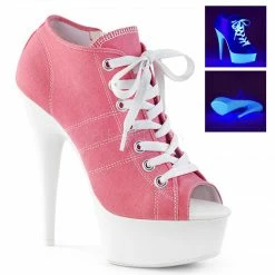 PLEASER Delight-600SK-01 Black Blue Pink Red White Canvas Sneaker Boot Heels