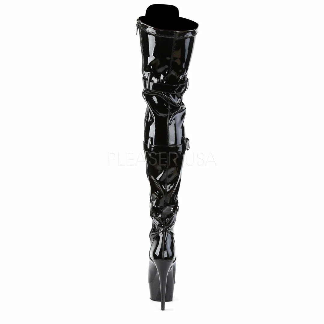 PLEASER Delight-3028 Black Stripper Exotic Dancer Showgirl Club Sexy Thigh Boots