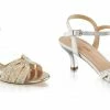 FABULICIOUS Audrey-03 Gold Silver Glitter Rhinestones Wedding Dress Kitten Heels