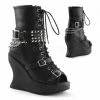Discontinued DEMONIA Bravo-89 Tartan Chains Studs Goth Punk 5" Wedges Boots