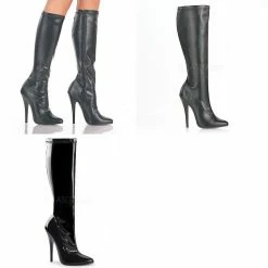 DEVIOUS Domina-2000 Black Fetish Sexy Drag 6" Heels Knee Boots Women's Size 5-15