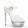 PLEASER Eclipse-608 Clear See Through Cut Out Platforms Slides Mules Strap Heels