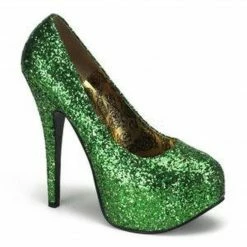 Discontinued BORDELLO Teeze-06G Silver Pink Purple Green Glitter Burlesque Heels