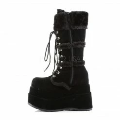 DEMONIA Bear-202 Black Vegan Suede Goth Barbarian Viking Cosplay Winter Boots