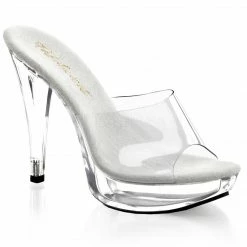 FABULICIOUS Cocktail-501 Clear Black Platforms Slip On Slides 5