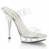 FABULICIOUS Lip-102-1 Clear Fitness Comp Double Straps Slip On Mules 5" Heels