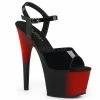 PLEASER Adore-709BR Two 2 Tone Black Red Sandals Club Platforms 7" Inch Heels