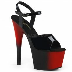PLEASER Adore-709BR Two 2 Tone Black Red Sandals Club Platforms 7" Inch Heels