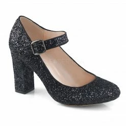 FABULICIOUS Sabrina-07 Red Rose Gold Silver Black Glitter Mary Janes 4" Heels