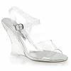 FABULICIOUS Lovely-408 Clear Ankle Strap Party Wedding 4" Wedges Sandals Heels