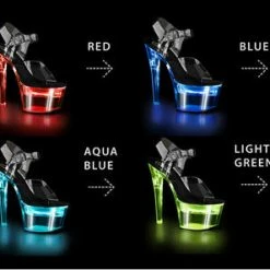 PLEASER Flashdance-708SCH Multi Colour Light Stripper Pole Scalloped Holo Heels