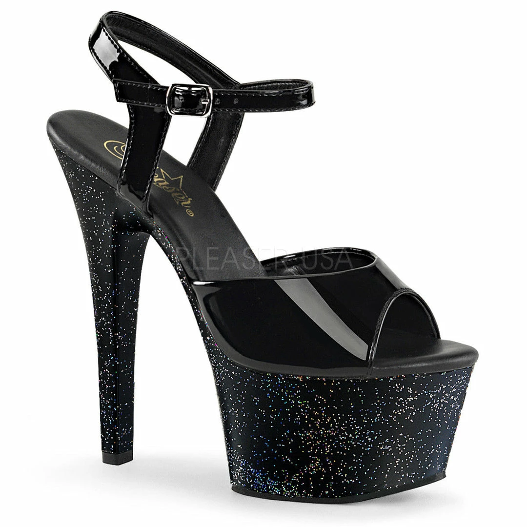 PLEASER Aspire-609MG Mini Iridescent Glitter Stripper Club 6" Platforms Heels