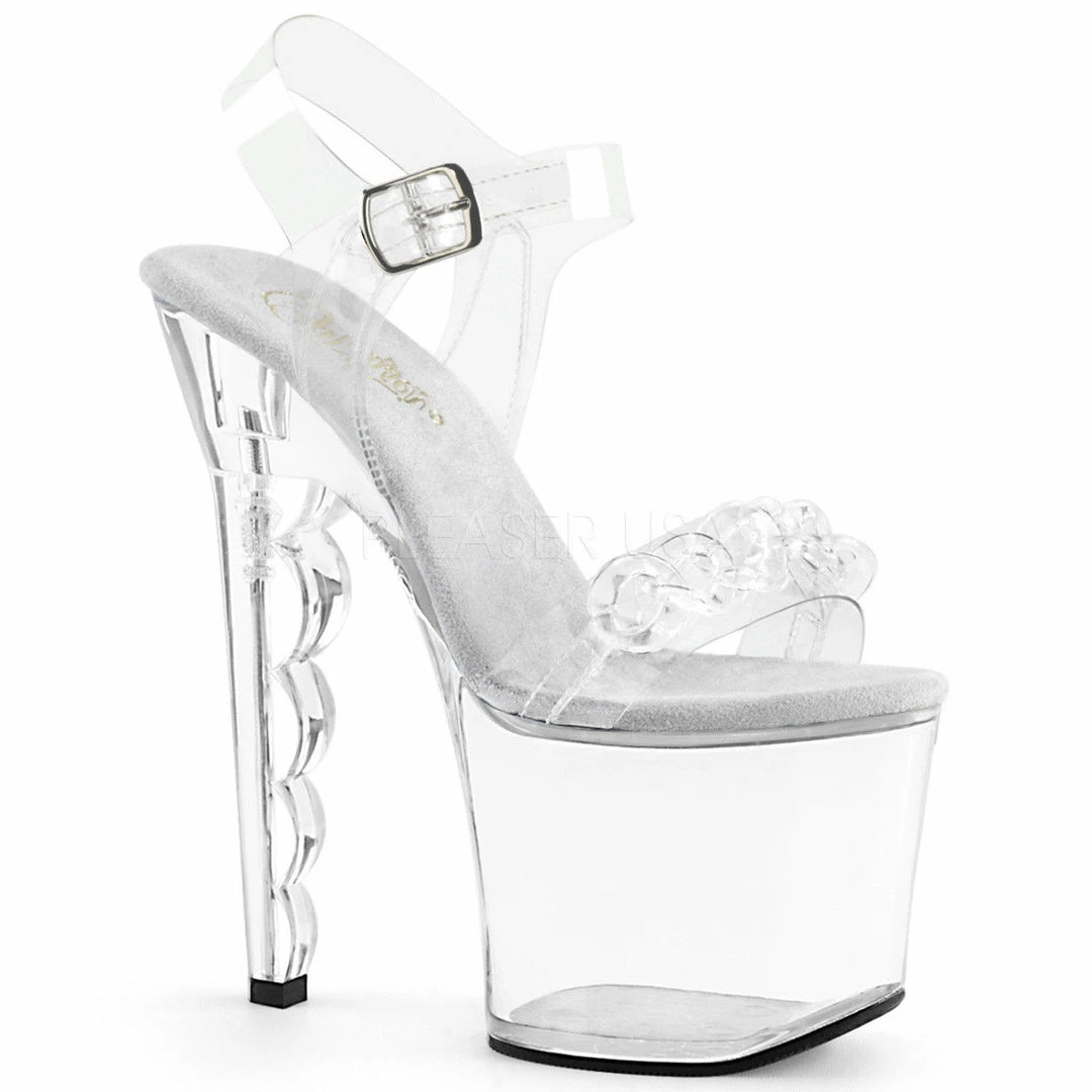 PLEASER Scallop-712 Plastic Chain Stripper Pole Dance Platform 7" Scalloped Heel