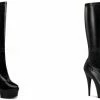 PLEASER Delight-2000 Black Patent Or Faux Leather Platform Knee Boots 6" Heels