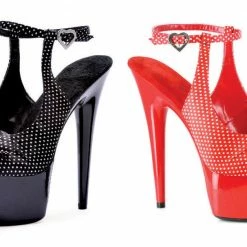 IN STOCK / SALE - Ellie Shoes 609-Dottie Black & White Polka Dot Heels AU Sz 5