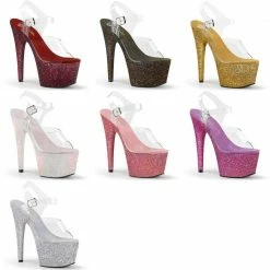 PLEASER Adore-708HMG Holographic Mini Glitter 7" Stripper Club Platforms Heels