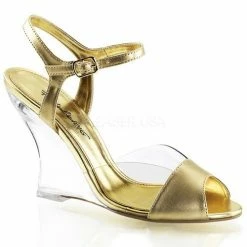 Discontinued FABULICIOUS Lovely-442 Metallic Dress Formal Wedges Sandals Heels