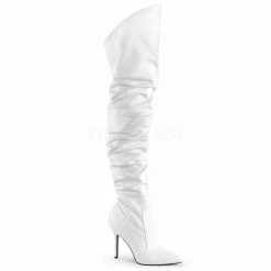 PLEASER Classique-3011 Black Red White Faux Leather Scrunch Thigh Boots Sz 4-15