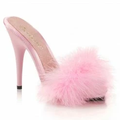 FABULICIOUS Poise-501F Marabou Fur Bedroom Strip Slipper Slide Sandal 5