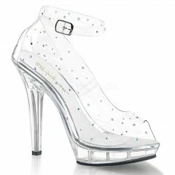 FABULICIOUS Lip-183 Clear Rhinestone Wedding Dress Party Formal Pumps 5" Heels