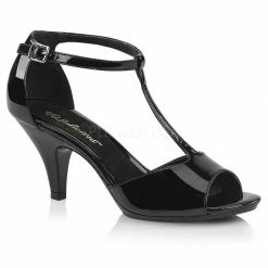 Fabulicious PLEASER Belle-371 Black Formal Dress Party T-Strap Sandals 3" Heels Size 4-15
