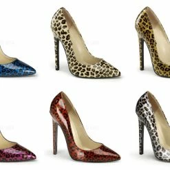 Discontinued PLEASER Sexy-20 Pointy Toe Pearlized Cheetah Work Dress Pumps Heels