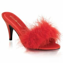 Fabulicious / Pleaser Pink Label FABULICIOUS Amour-03 Black White Pink Red Marabou Slippers 3
