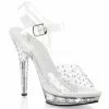 FABULICIOUS Lip-108RS Clear Ankle Straps Rhinestones Party Club Dress 5" Heels