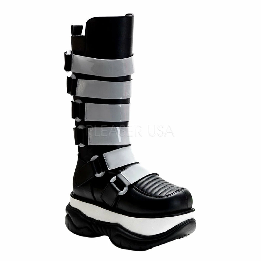 Discontinued DEMONIA Neptune-310UV Mens Unisex UV Reactive Goth Punk Cyber Boot