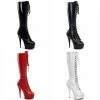 PLEASER Delight-2023 Sexy Fashion Lace Up Red Black White Platforms Knee Boots