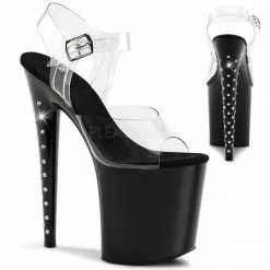 PLEASER Flamingo-808LS Rhinestones Stripper Pole Dancer 4" Platforms 8" Heels