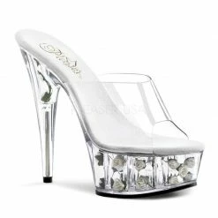 Discontinued PLEASER Delight-601FL White Pink Rose Stripper Dancer Sexy 6