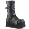 DEMONIA Trashville-205 Wrap Around Grommet Strap Mens Unisex Platform Knee Boots