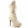 Discontinued PLEASER PINK LABEL Chloe-115 WIDE WIDTH Cream Drag Lace Boots 8-15