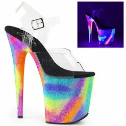 PLEASER Flamingo-808GXY Blacklight Reactive Galaxy Effect Stripper Pole 8" Heels