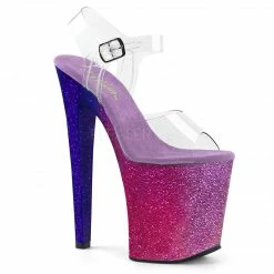 PLEASER Xtreme-808OMBRE Ombre Effect Glitter Stripper Dancer Club 8" High Heels