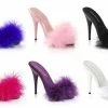 FABULICIOUS Poise-501F Marabou Fur Bedroom Strip Slipper Slide Sandal 5" Heels