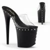 PLEASER Flamingo-801ABLS Clear Black Rhinestones Stripper Club 8" Platform Heels