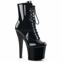 PLEASER Radiant-1020 Black Ankle Calf Lace Up Zipper Platforms 7" Heels Boots