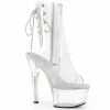 PLEASER Aspire-1018C Clear Exotic Stripper Dance Open Toe Back Platform 6" Boots