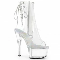 PLEASER Aspire-1018C Clear Exotic Stripper Dance Open Toe Back Platform 6" Boots