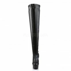 PLEASER Delight-3000 Black Stretch Patent / Faux Leather Zip 6