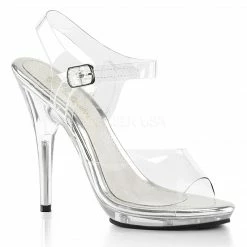 FABULICIOUS Poise-508 Clear Fitness Bikini Dress Model Dancing Sandals 5" Heels