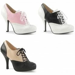 Discontinued PLEASER PINK LABEL Pinup-07 Retro 2 Tone Drag Work Heels Women 8-15