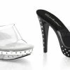 FABULICIOUS Cocktail-501SDT Black Clear Rhinestones Party Platform Slides Heels